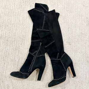 Vince Camuto VP Carlene Black Suede Over the Knee Boots Embellished Studs Size 7
